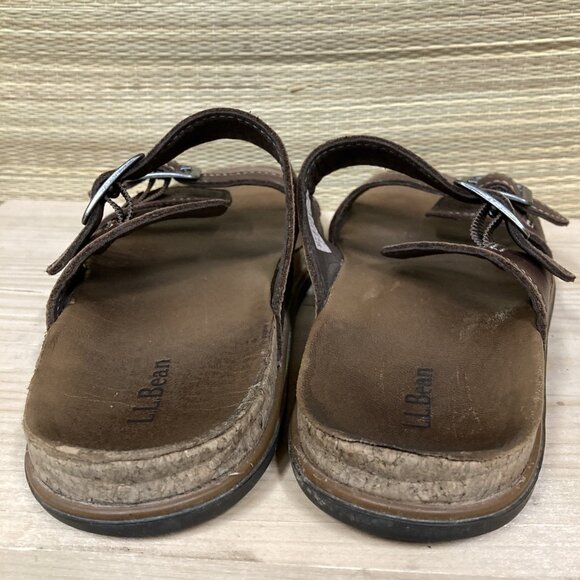 L.L. Bean Eco Comfort Shoes Women's 8M Brown Leather Two‎ Strap Buckle Sandals - Picture 5 of 8